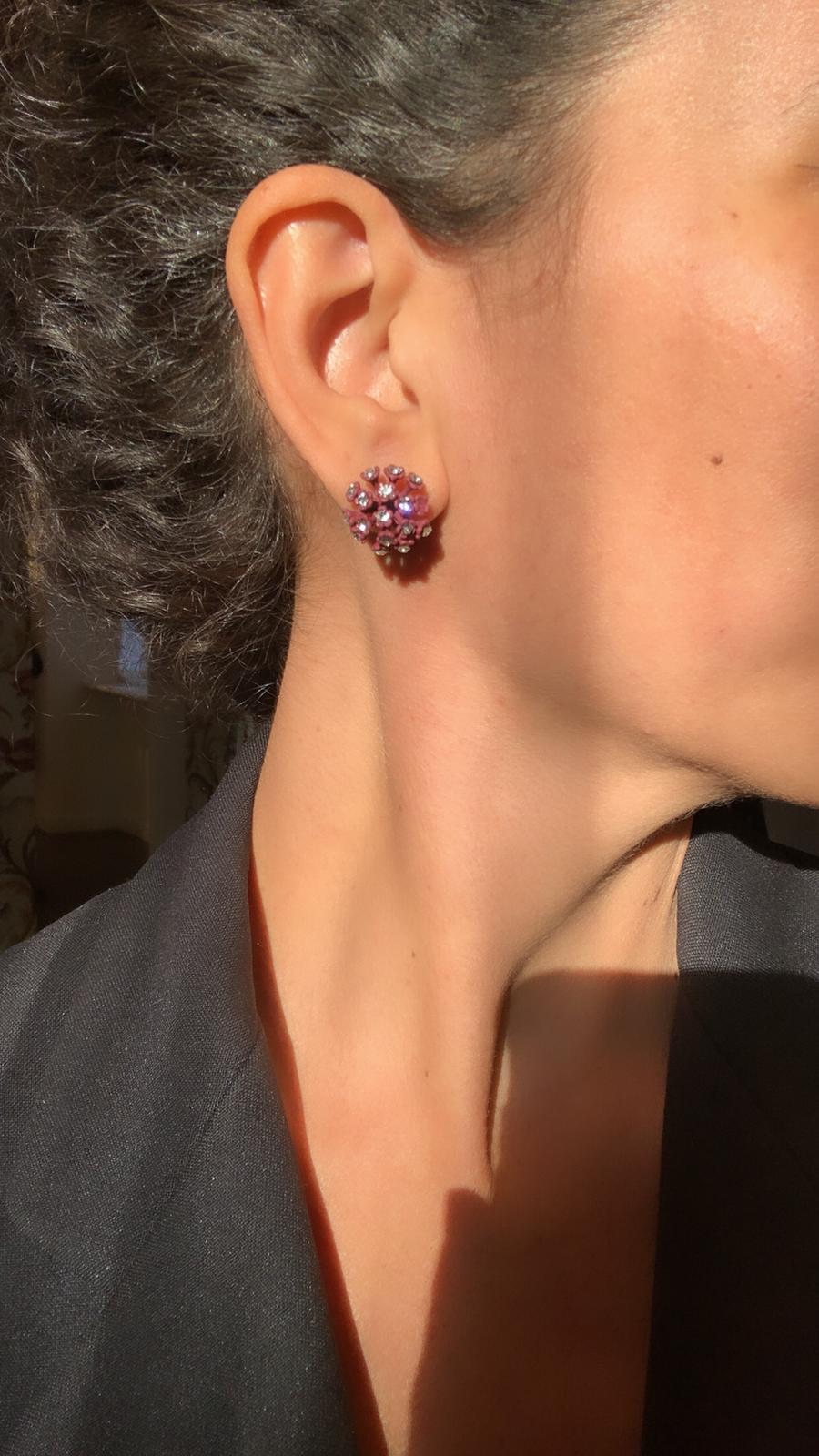 Cherry "Forget Me Not" Stud Earrings with Crystals